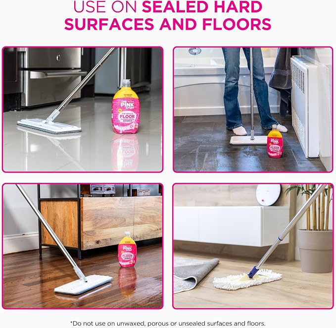 Stardrops The Pink Stuff The Miracle Floor Cleaner Spray – Squirt & Mop Formula for Sparkling Clean Floors – Fast Drying,Streak-Free Finish,Fresh Fragrance,25.3 fl oz,(Pack of 2)