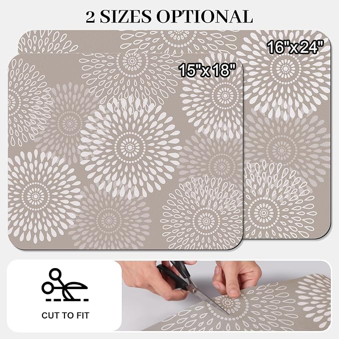 LuxStep Dish Drying Mat Super Absorbent Kitchen Counter Mat Rubber Backing Draining Mat Easy to Clean Kitchen Accessories Dish Rack Pad for Dishes, Utensils, Countertops, Sinks 16" x 24" Khaki