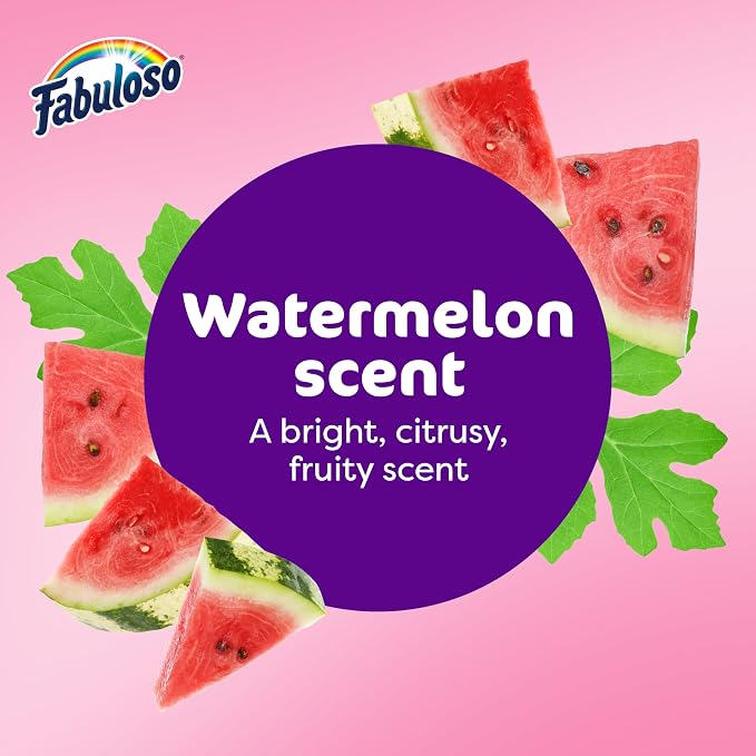 Fabuloso Multi-Purpose Cleaner and Floor Cleaner, 2X Concentrated Formula, Long-Lasting Freshness, Watermelon Scent, 56 fluid ounces