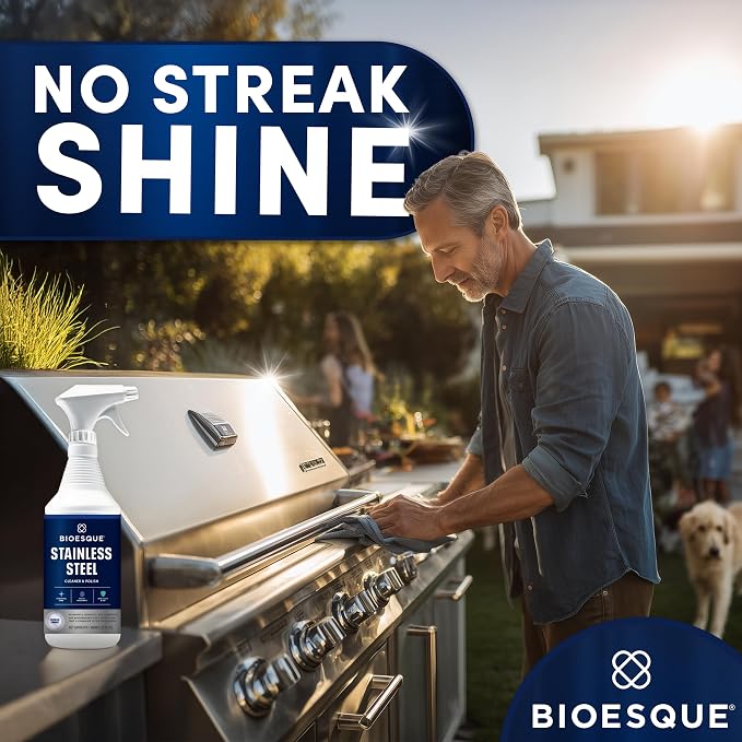 Bioesque Stainless Steel Cleaner & Polish, Heavy Duty, Non-Abrasive, 32 Fl Oz (Pack of 1)