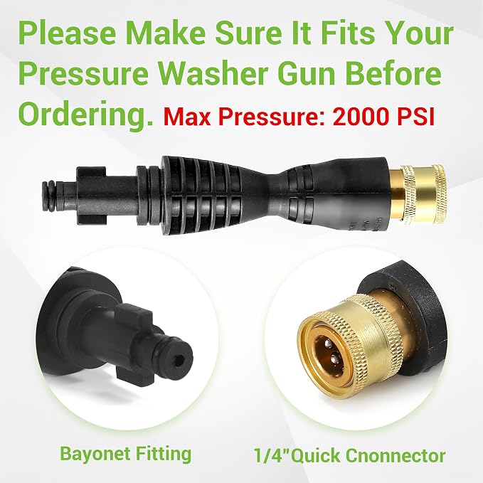 FIXFANS Pressure Washer Gun Adapter, Compatible with Ryobi, Portland, Husky | 1/4” Quick Connector, 6 Inch Power Washer Wand Replacement Kit 5 Spray Nozzles and 1 Tips Holder