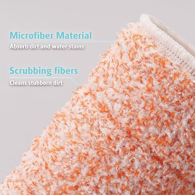 8 Pack Orange Scrubbing Mop Pads Compatible with O-Cedar H2prO Flat Mop, Machine Washable Reusable Microfiber Replacement Pads with All-Over Scrub Strips for Deep Cleaning Hardwood Tile Laminate Vinyl