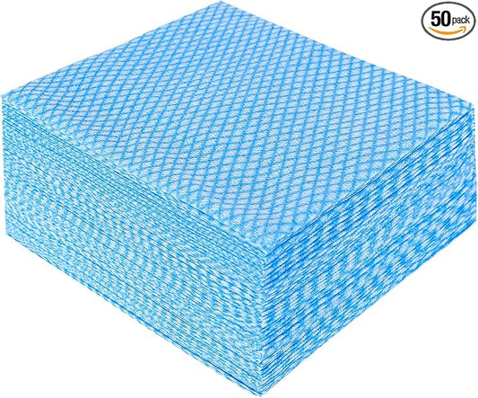 JEBBLAS Disposable Cleaning Towels and Dish Cloths, Reusable Towels,Handy Cleaning Wipes, 50 Count/Pack,Blue