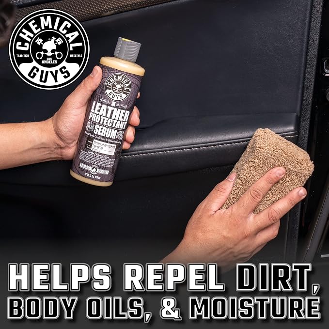 Chemical Guys, Leather Cleaner & Leather Serum Kit for Interiors, 16 oz | 2 items, for car interiors, furniture, apparel, shoes, boots, works on natural, synthetic, pleather, faux leather and more