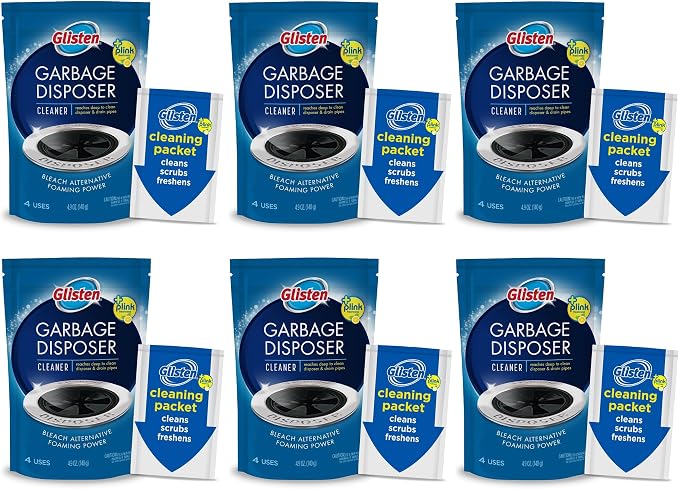 Glisten Garbage Disposer Foaming Cleaner, Lemon Scent, 6-Pack (24 Uses)