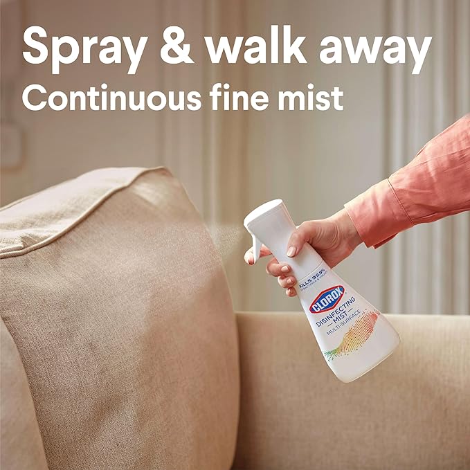 Clorox Disinfecting Mist Refill, Multi-Surface Disinfectant, Household Essentials, Lemongrass Mandarin, 16 Fluid Ounces