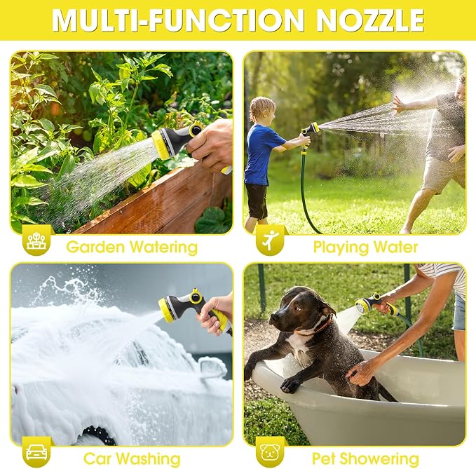 Garden Hose Nozzles,Hose Spray Nozzle with Adjustable 10 Watering Patterns | Slip Resistant High Pressure Thumb Control Water Hose Nozzle Sprayer for Plants & Lawns Watering Car Washing and Pet Bathing