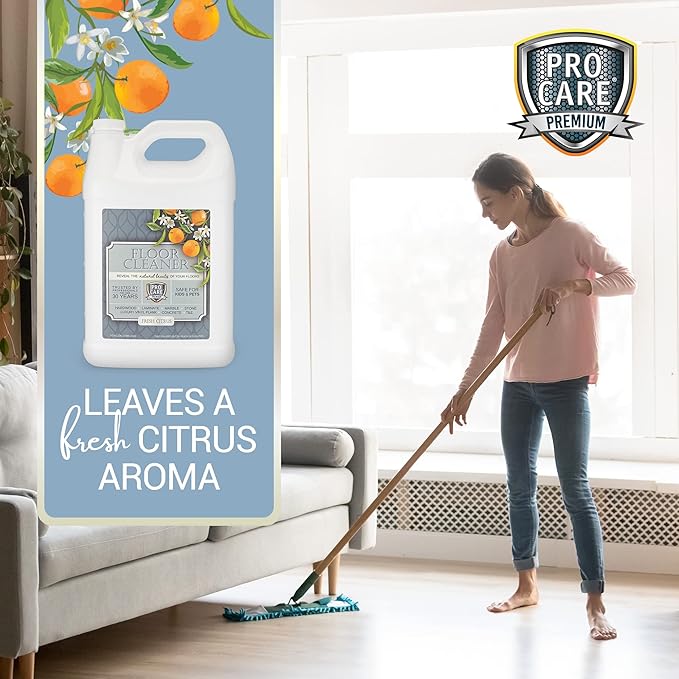 ProCare Floor Cleaner (Made in USA) | Streak-free Cleaner for Tile, Stone, Laminate, Vinyl & Natural Wood Floor Cleaner for Mopping, Household Supplies, Cleaning Solution with Citrus Aroma - 1 Gallon