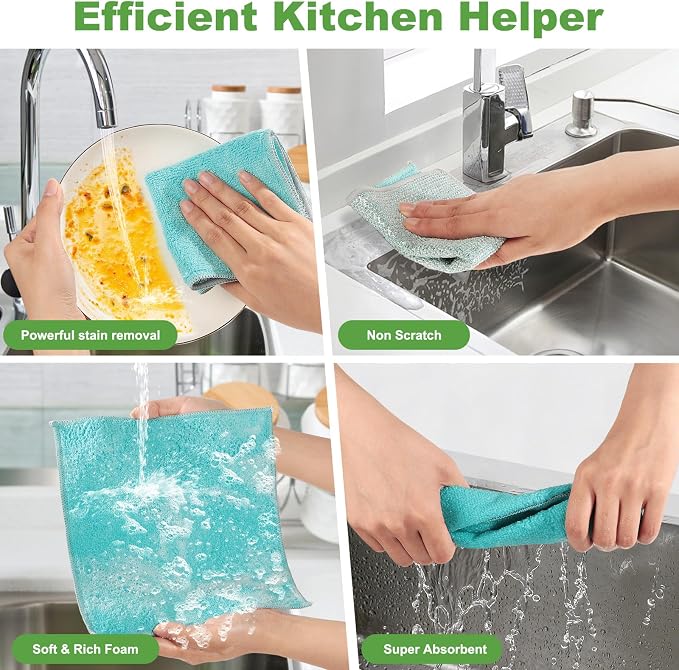 Jeymei Non Scratch Wire Dishcloth,Multipurpose Wire Dishwashing Rag,10PCS | Stainless Steel Cleaning Cloths for Kitchen,Dish Cloths for Washing Dishes,Reusable Diamond Weave Steel Wool Scrubber Cloth