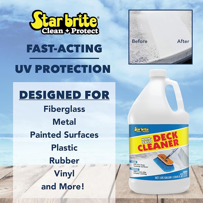 STAR BRITE Non-Skid Deck Cleaner & Protectant - Ultimate Boat Deck Wash - Protects Against Future Stains & UV - Ideal for Fiberglass, Vinyl, Plastic & Painted Surfaces -1 Gallon (085900)