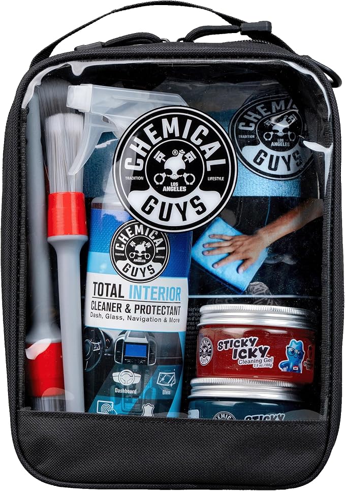 Chemical Guys, 10-Piece Interior Cleaning Kit, Cleaner, Brushes, Gel & Bag | Reaches vents, seams and screens most sprays miss, a complete set to detail every surface, and a solid gift