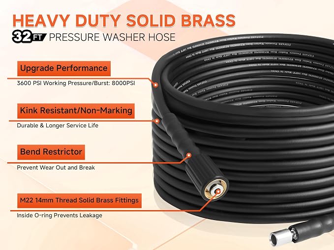 FIXFANS Pressure Washer Gun and Hose Kit, Replacement Pressure Washer Extension Wand– Compatible with Some of Portland Husky Black Decker Ford Pulsar ShopForce Taskforce Powerwasher Taskmaster