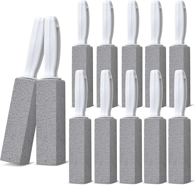 Emycool Pumice Stone Toilet Bowl Cleaner, 12 Pack Toilet Pumice Stone with Handle for Toilet Cleaning, Bathtubs, Sinks, Swimming Pools, Grills