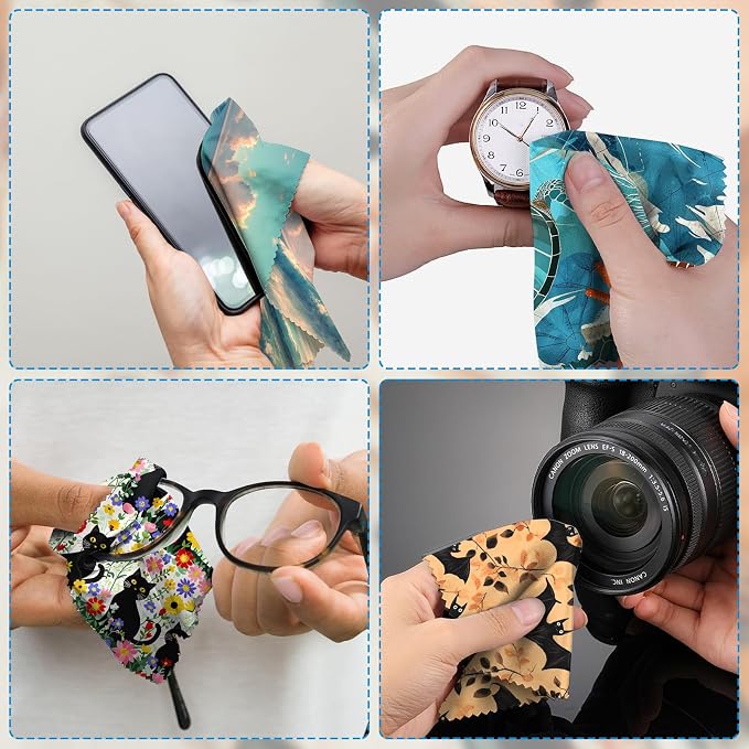 6 PCS Glasses Cleaning Cloth Eyeglass Lens Cleaning Cloth Eyeglasses Wipes Microfiber Reusable Soft for Phone Screens Camera Unisex Women Girls Cute Aesthetic (6.3"x6.3")-Beach Sea Turtle