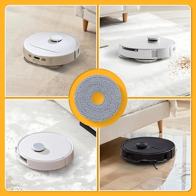 LOVECO 8 Pack Mop Pads Compatible with Roborock Qrevo Series Robot Vacuum | High Density Microfiber, Washable & Reusable, Super Absorbent, Strong Decontamination, Streak-Free, For Roborock Qrevo