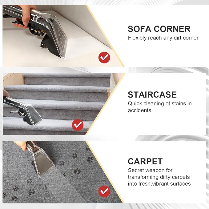 【Upgrade】Universal Upholstery Attachment with 12-FT Hose,Compatible with Rug Doctor Mighty Pro,X3,Wide Track Carpet Cleaner,Clean Carpet,Stair, Mattresse,Remove Dirt and Odor,2-Year Warranty