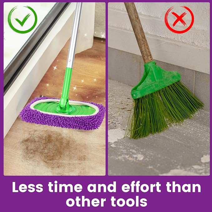 6Pcs Reusable Microfiber Mop Pads Compatible with Sweeper Mop, Replacement Wet Mopping pad Refills & Washable Dry Sweeping Cloths for Surface/Hardwood Floor Cleaning (Purple)