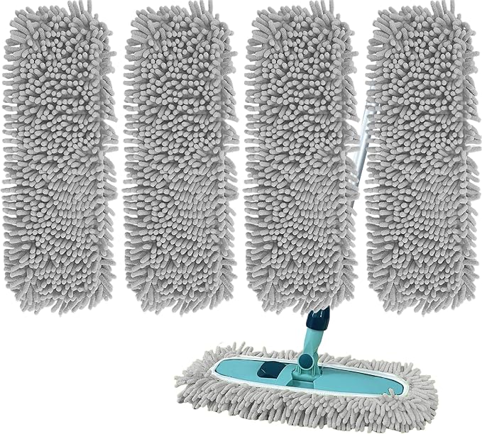4PCS 13''~16'' Microfiber Dust Mop Pads Compatible with Leifheit 55210 | Reusable Mop Refills,Replacent Wet Mopping Pad & Washable Dry Sweeping Cloths for Hardwood Floor/Tile/Marble Cleaning