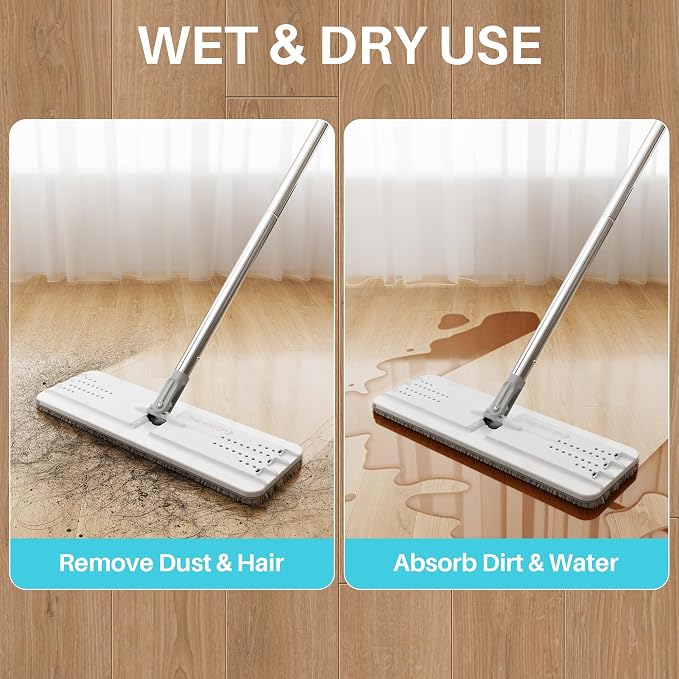 JOYMOOP 8L (2.1 Gal) Large Capacity Mop System with Extension Handle, Perfect for Household and Commercial Floor, Window, and Wall Cleaning - Includes 3 Washable Microfiber Pads for Wet and Dry Use
