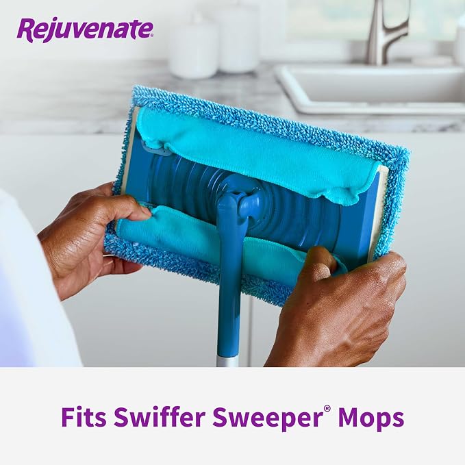 Rejuvenate Microfiber Sweeper Pads, Fit Swiffer Sweeper Mops for A Sustainable Alternative to Disposable Cleaning Pads, Trap Dirt, Dust and Hair and Remove Dirt and Grime, 5 Count