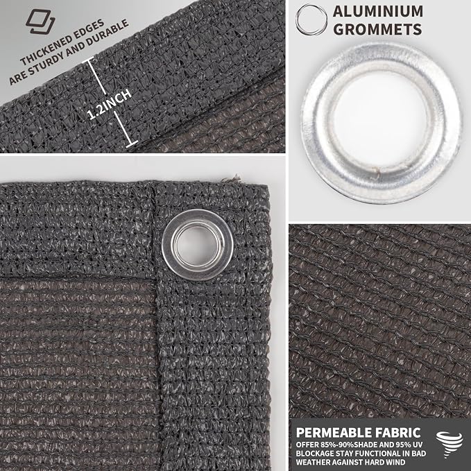 LOVE STORY Custom Size 3.3' x 23' Balcony Privacy Screen Cover, Dark Grey | HDPE Fabric, 95% UV Block, Fence Screen for Patio, Railing Cover for Apartment, Privacy Protective, Custom Size Available