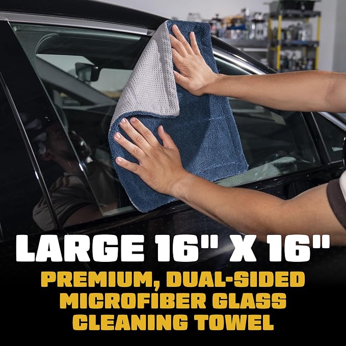 Chemical Guys, Clean Stroke Dual-Sided Glass Towels, 16 x 16 in, 2 Pack | Streak-free, lint-free dual-sided towels wipe glass and mirrors clear, scratch-safe for cars, trucks and home