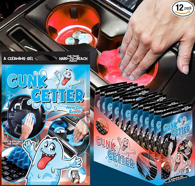 Car Cleaning Gel 12 Pack for Those Hard to Reach Places, Automotive Cup Holder Electronic Keyboard Office, Slime Gel Cleaner Dust Crumb Removal (New Car, 12 Pack)