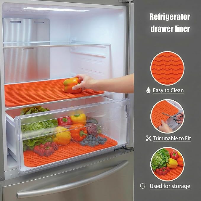 MicoYang Silicone Dish Drying Mat — Quick-Dry Ridges Counter & Sink Pad, Heat-Resistant Trivet to 450°F, Non-Slip & Dishwasher Safe, Roll-Up Storage, 18 Colors & 9 Sizes (Orange, 16"×12")