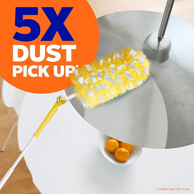 Swiffer Duster Kit with 3 ft Extendable Handle | Includes 1 Duster Extendable Handle (3 ft). 3 Heavy Duty Duster Refills. For Ceiling Fans, Vents, and Hard to Reach Places