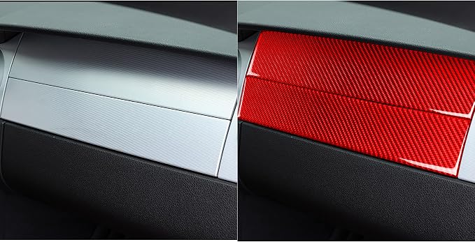 Red Real Carbon Fiber Trim for Ford Mustang Accessories | for GT Shelby 2005 2006 2007 2008 2009 Co-Pilot Dashboard Console Cover Strip Interior Thick Overlay Decal