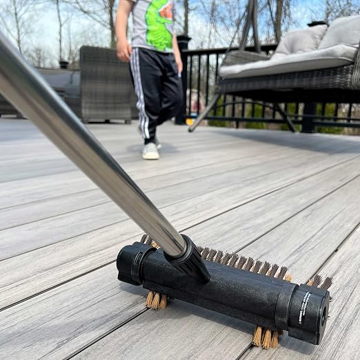 CD1601 Outdoor Patio Scrub Brush – Heavy-Duty Stiff Bristles with Telescopic Aluminum Handle – Ideal for Decks, Patios, Concrete, and Garage Floors