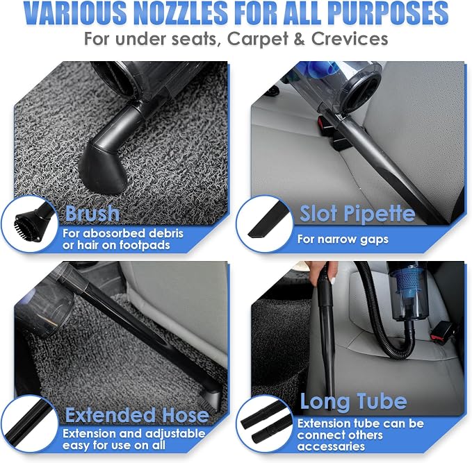 Car Cleaning Kit, Car Interior Detailing Kit with High Power Handheld Vacuum, Detailing Brush Set, Windshield Cleaner, Cleaning Gel, Complete Auto Accessories for Men, Women