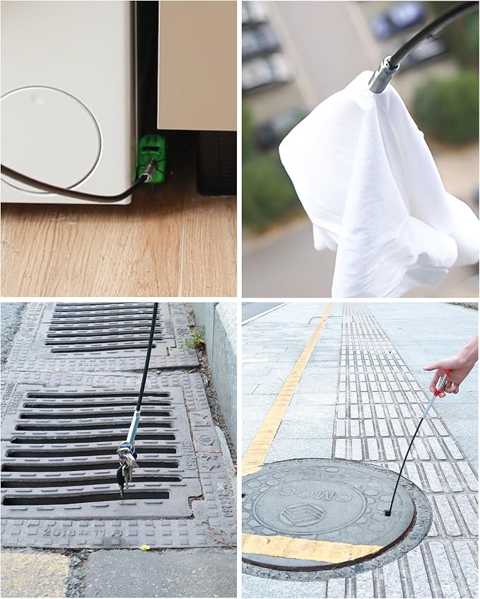118" Flexible Grabber Claw Tool Reacher, Drain Snake Hair Drain Clog Remover Tool with 4 Claws Bendable Hose for Litter Pick, Home and Kitchen Sink, Drains, Toilet