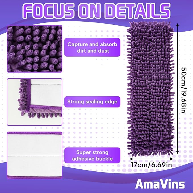 AmaVins 2 Pack Pet System Microfiber Sweeping Pad | Reusable Pet Replacement Mop Pad for Bona Mop, Multi-Surface Floors, 18 Inch Washable Cleaning & Dusting Pads