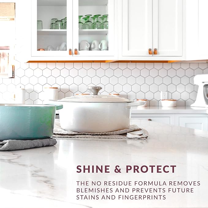 HOPE'S Countertop Restoration Polish, Streak-Free Kitchen Counter Cleaner, No Buildup on Countertops, Quartz, Marble, Corian, Composite, and Granite Polish, 8 Fl Oz, Pack of 3