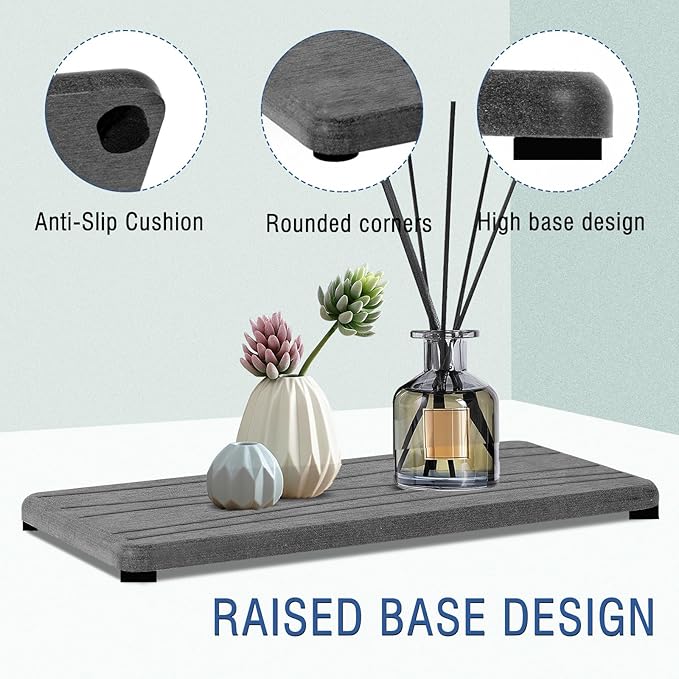 2PCS Water Absorbing Stone Tray, Fast Drying Stone Sink Tray, Water Absorbent Diatomite Trays, Stones Soap Trays, Diatomite Coasters for Kitchen Sink Bathroom Counter, Hand Soap Dish & Holders