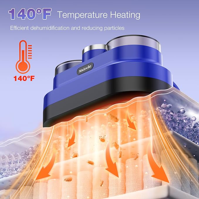 Maircle Mattress Vacuum Cleaner, Corded Bed Vacuum with 253.7nm UV-C Light, Ultrasonic & High Heating 16Kpa Powerful Double-Cup Handheld Vacuum for Bed, Sofa, Couch