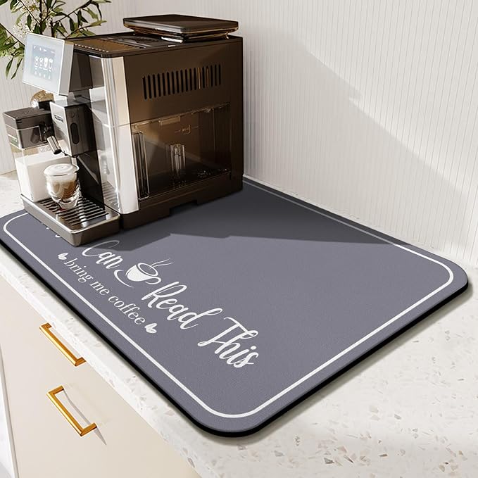 Coffee Bar Mat for Countertops 23inx15in,Absorbent Hide Stain Anti-Slip Cafe Bar Accessories Fit Under Coffee Machine Mat,dish drying mats for kitchen