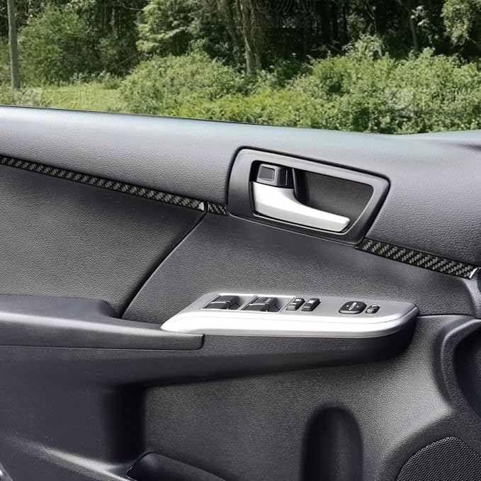 Real Carbon Fiber Trim for Toyota Camry Accessories | for 2012 2013 2014 Front Door Inner Decoration Panel Strip Sticker Interior Thick Overlay Decal 6PCs