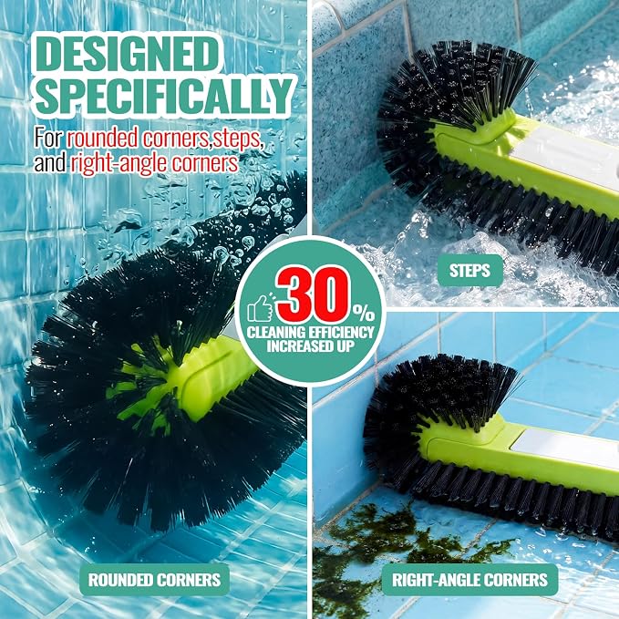 Pool Brush Head - Round Ends, Hemispherical Bristles, Charcoal | Scrub Brush for Walls, Heavy Duty Inground/Above Ground Swimming Pool,Tile Flooring Vinyl Pools Fiberglass Fits Φ1.25” Poles