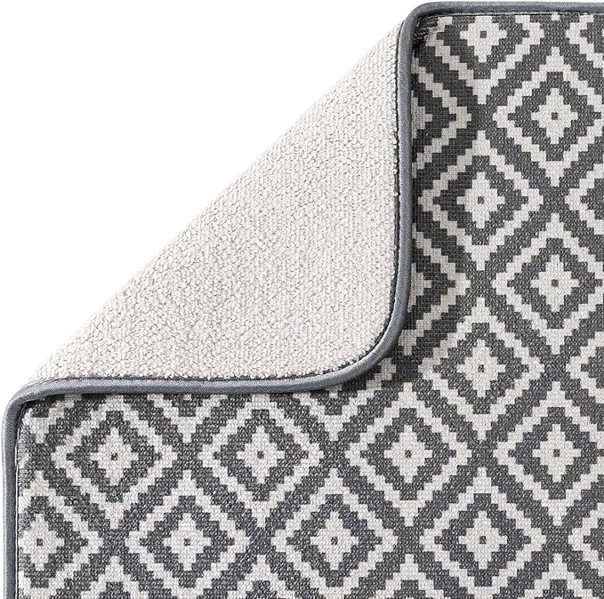 SUBEKYU Microfiber Dish Drying Mat for Kitchen Counter, Absorbent Dishes Drainer/Rack Pad for Countertop, 19.2 by 15.8 Inches (Rhombus), Grey, 1 Pack