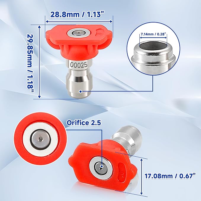 Tool Daily Pressure Washer Nozzle Tips, Multiple Degrees, 2.5 GPM, 7 Pack | 1/4 Inch Quick Connect Power Washer Nozzle Tips Set for Car Washing, 4000 PSI