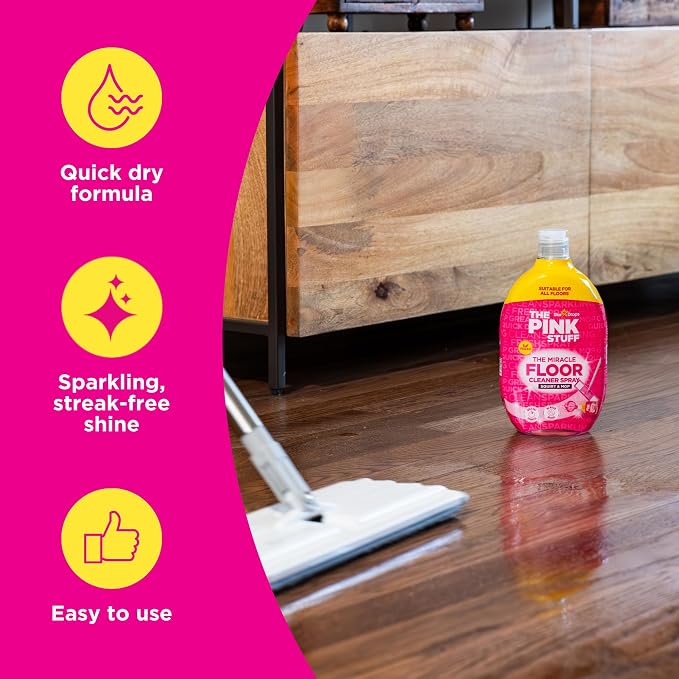 Stardrops The Pink Stuff The Miracle Floor Cleaner Spray – Squirt & Mop Formula for Sparkling Clean Floors – Fast Drying,Streak-Free Finish,Fresh Fragrance,25.3 fl oz,(Pack of 2)