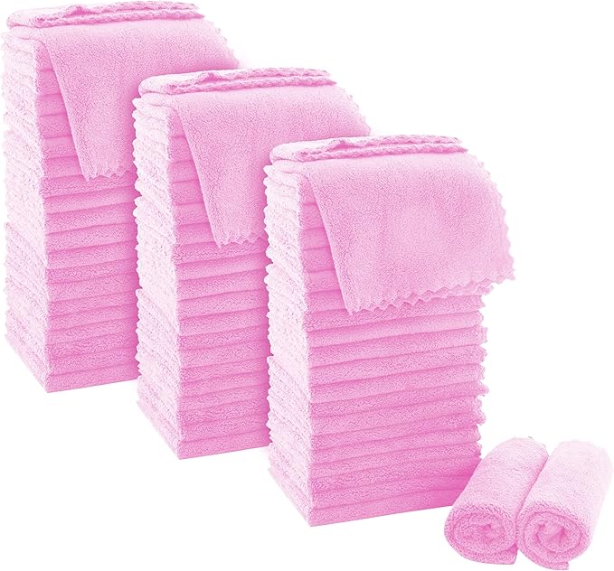 MOONQUEEN Ultra Soft Premium Washcloths Set - 12 x 12 inches - 72 Pack - Quick Drying - Highly Absorbent Coral Velvet Bathroom Wash Clothes (Frozen Berry)