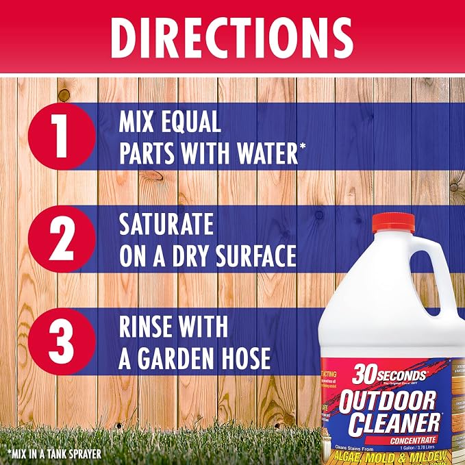 30 SECONDS Outdoor Mold & Mildew Cleaner & Stain Remover Concentrate | 128 fl. oz. | 2 Pack