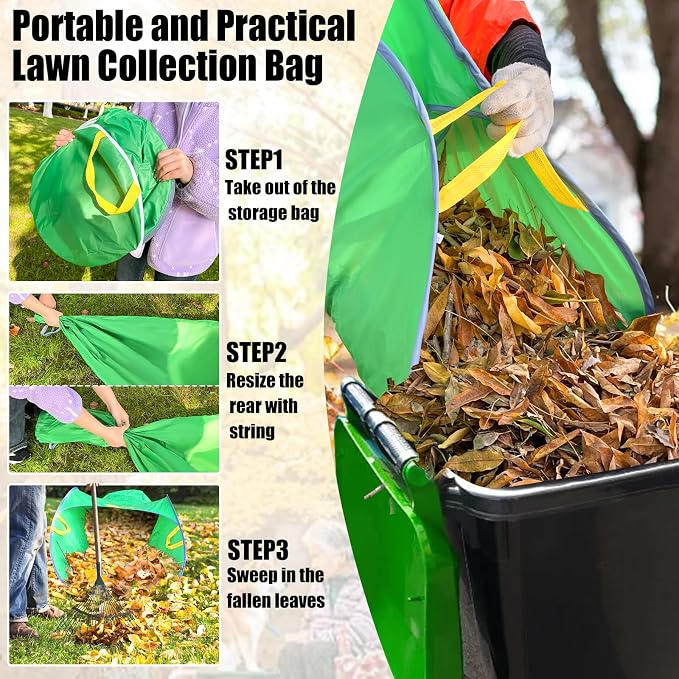 UQM Leaf Collector, Portable Pop Up Leaf Bags, Foldable Leaf Pick Up Tools | Foldable Leaf Pick Up Tools, Reusable Yard Garden Bags for Leaves Lawn Trash