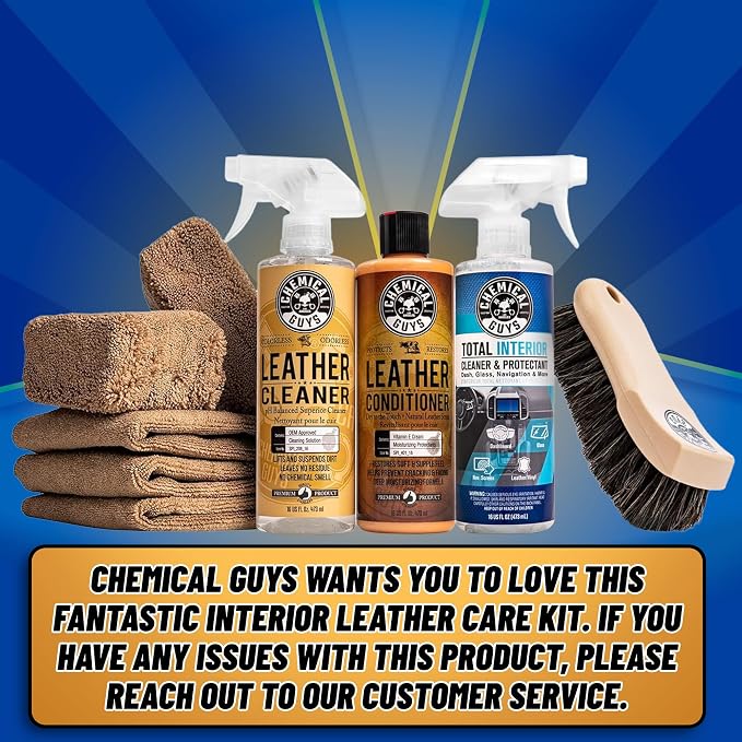 Chemical Guys, 9-Piece Leather Cleaner, Conditioner & Total Interior Kit | Conditioner and cleaner for cars, furniture, office seating, and luxury vehicle owners, safe on natural, synthetic, and faux