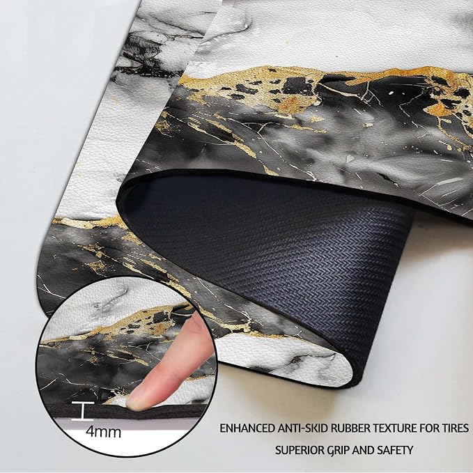 MCALK Marble Black Dish Drying Mat for Kitchen Counter, Luxurious Marble Texture Dish Drying Pad with Anti-Slip Rubber Base, Absorbent Kitchen Sink Mat with Modern Art Decor (1 pc 18" x 16")