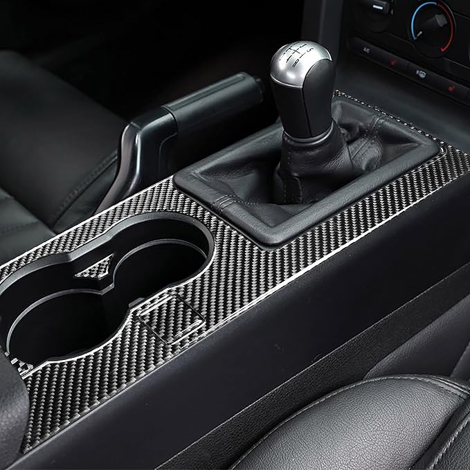 Real Carbon Fiber Trim for Ford Mustang GT Shelby Accessories | for 2005 2006 2007 2008 2009，Gear Shift Box Panel Cover，Thick Overlay Sticker Decal，5PCs