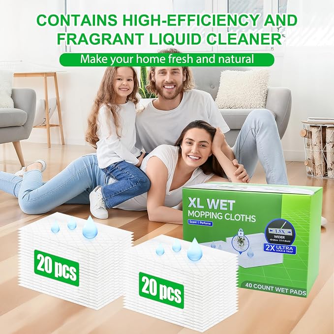 40 Count XL Wet Pads Refills for Swiffer Sweeper XL Mop | Disposable X-Large Wet Mopping Cloths, Multi-Surface Floor Cleaning, Good Solution for Pet Hair (Mop not Included)